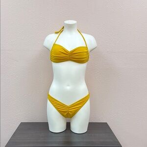 Norma Kamali Mustard Halter Bikini Set